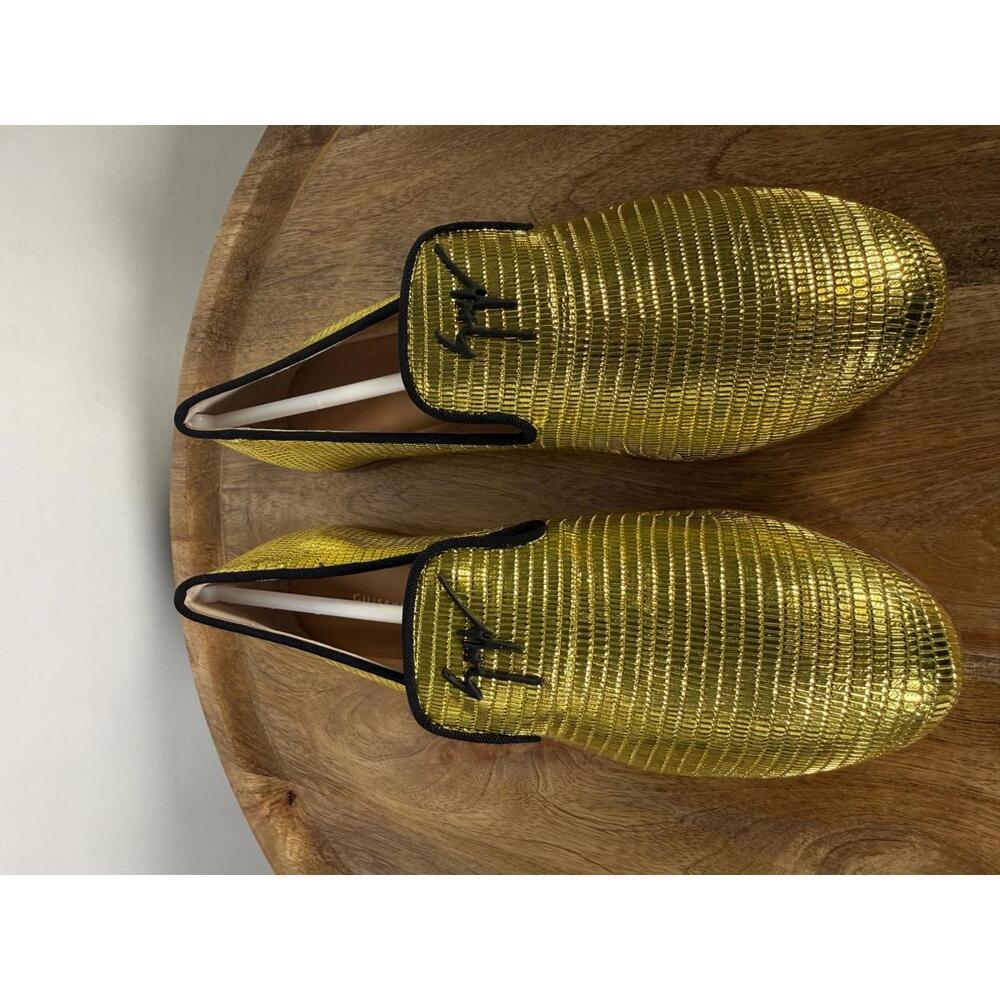 Giuseppe Zanotti Gold Tetra Trend Loafers Slip-On EU 34 (US 4) Luxury Flats NWB - Picture 3 of 13